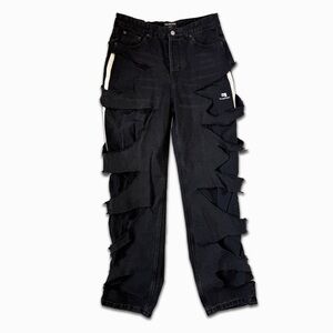 Balenciaga AW21 Afterworld Denim Slashed in Black Sweats
